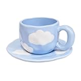 Noviko Cloud Mug with Saucer Ceramic Cloud Teacup for Girls Mum 11 oz