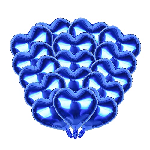 Guzon 18 Inch Royal Blue Heart Balloons Metallic Blue Foil Heart Balloons Heart Shaped Helium Aluminum Mylar Balloons For Parties Wedding Valentine Graduation Baby Shower(15Pcs) #TOP11