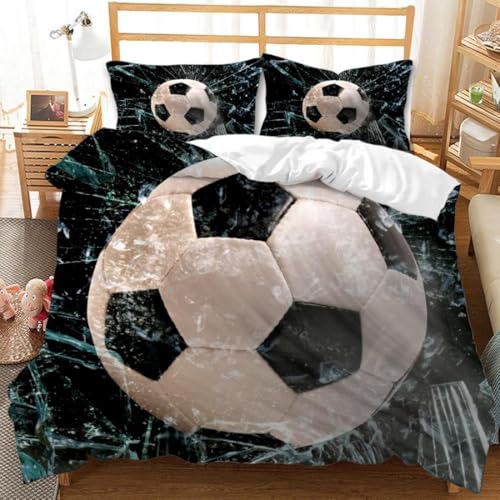 Juego de funda de edredón de fútbol deportivo, juego de ropa de cama con diseño de teñido anudado, para niños, adolescentes, niñas, niños, decoración de habitación, funda de edredón de 3/4 piezas