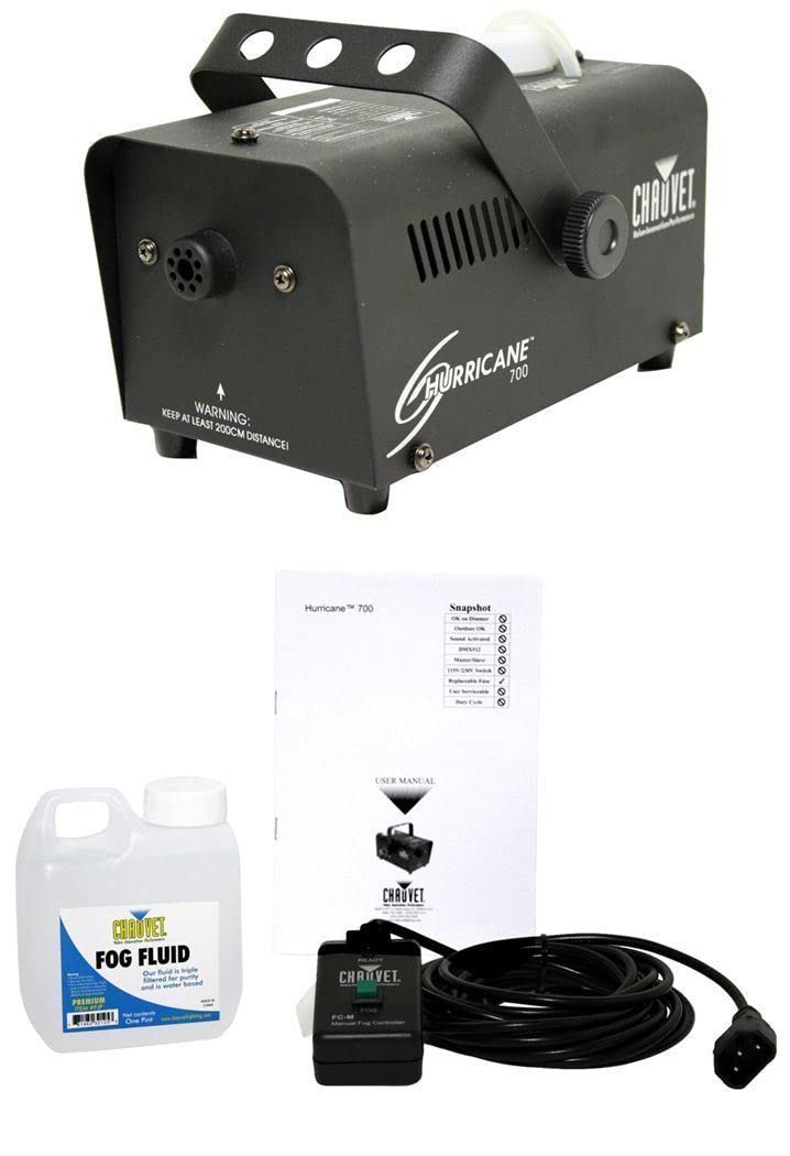 Audiosavings Bundle:(1) Chauvet DJ Hurricane 700 H-700 Fogger H700 Fog/Smoke Machine + Fog Fluid Bundle With (1) Rockville BAG1200 Waterproof Travel Bag For Fog/Haze Machine+Fluid Container (Items 2)