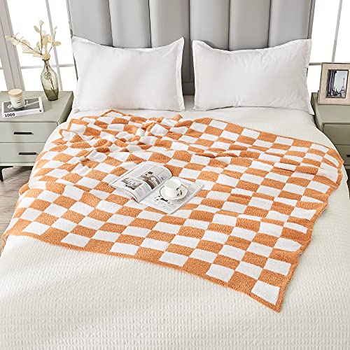 Villcr Fuzzy Checkered Blanket, Throw Blanket For Couch Bed Sofa Travel Camping,Soft Plaid Decorative Throw Blanket For All Seasion 51''X63'' (Brown) #TOP4