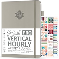 GoGirl Planner PRO - Undated Horizontal Layout Weekly Planner And Organizer Budgeting And Expense Tracking Pages, Goals Journal & Agenda, 18 X 25.5cm, Hardcover, Lasts 1 Year - Purple