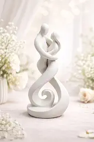 Escultura Casal Abstrato Decorativa em PLA – Estatueta Moderna Romântica para Sala, Quarto ou Presente