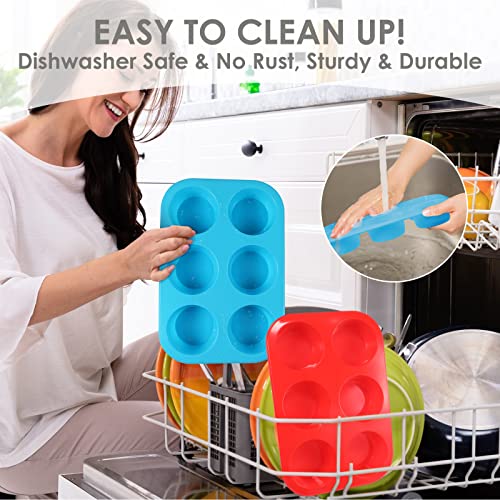 Trusber Muffin Pan, 2.75 Inch Silicone Muffin Tin With 6 Cups Silicone Cupcake Molds - 2 Pack Large Cupcake Liner Pan, Bpa Free & Dishwasher Safe #TOP4