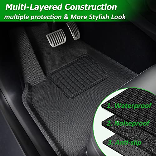 Drcarnow® For Tesla Model Y Floor Mats 2023 2022 2021 For Model Y Trunk Mat, All Weather Protection Waterproof Frunk Cargo Mat Floor Liners Accessories Full Complete Set #TOP2