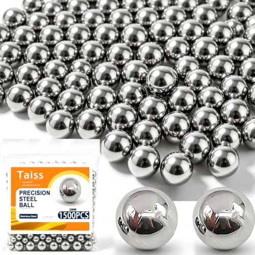 Image of Taiss 1500PCS 2mm 304 Stainless Steel Precision Balls,Precision Steel Ball Assortment Kit,Metal Balls