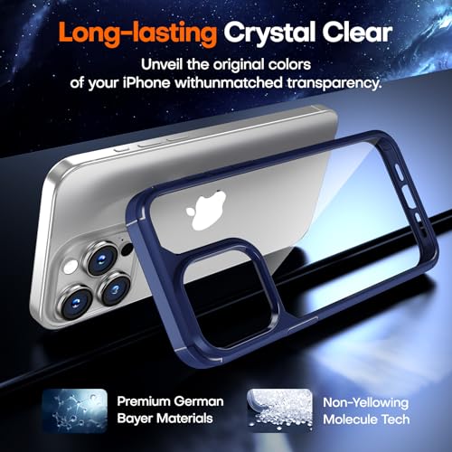 Image of TAURI for iPhone 15 Pro Max Case, with Screen Protector, Blue | Anti-Yellowing Military-Grade Protection Shockproof Slim Phone Case for iPhone 15 Pro Max