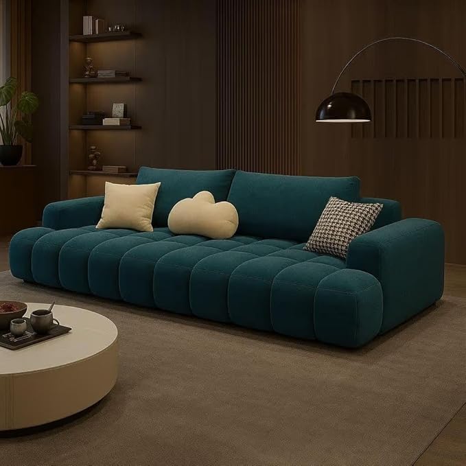 Image of LEGACY OF COMFORT Premium 106 inch Premium Curved 4-Seater Sectional Sofa - Luxury Upholstered Sofa with Pillows (Teal)