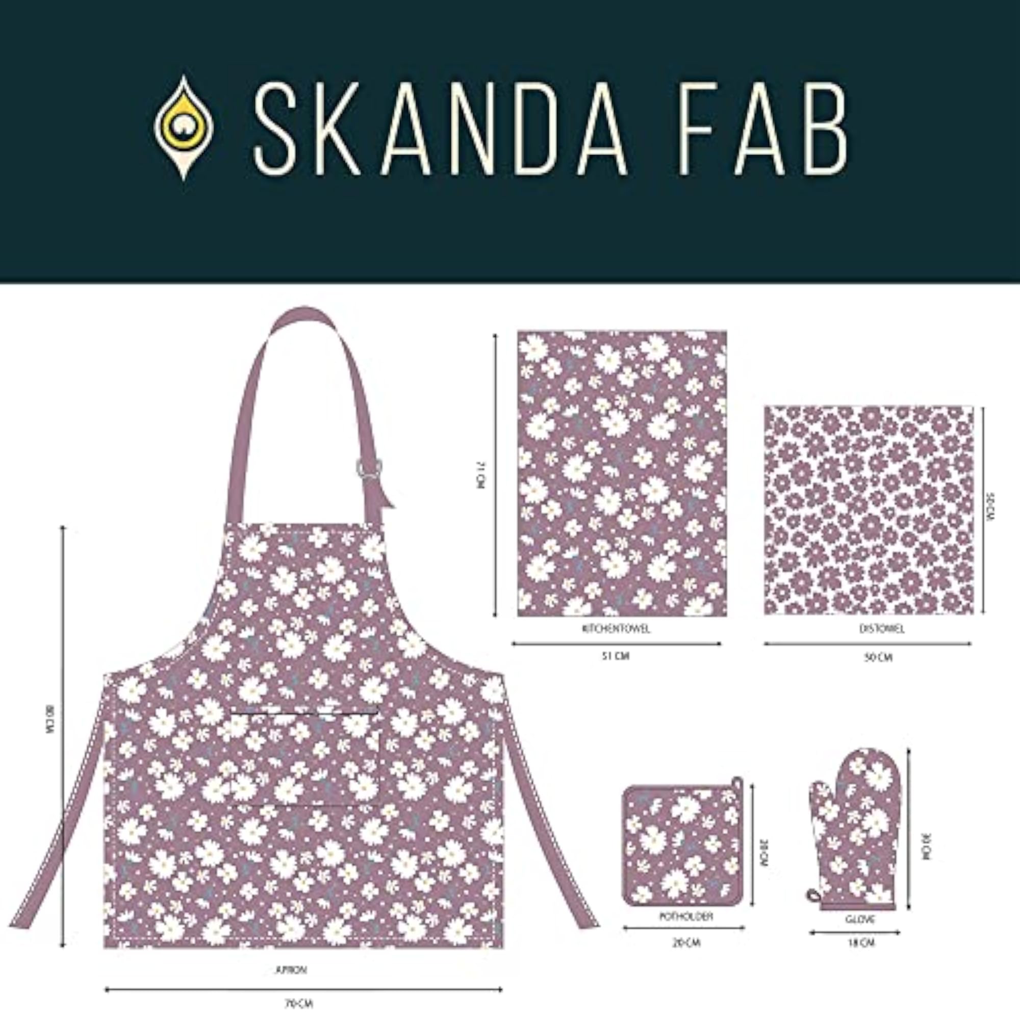 Kitchen Apron Set Oven Mitts Pot Holders with Kitchen Towels