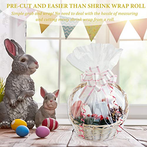 Image of Morepack Shrink Wrap Bags for Gift Baskets, 20x20 Inches 10 Pieces | Clear PVC Heat Shrink Bags