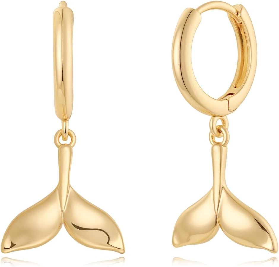 MYEARS Women Earrings Gold Huggie Hoop Dangle Drop 14K Gold Plated Small Simple Hypoallergenic Everyday Jewelry