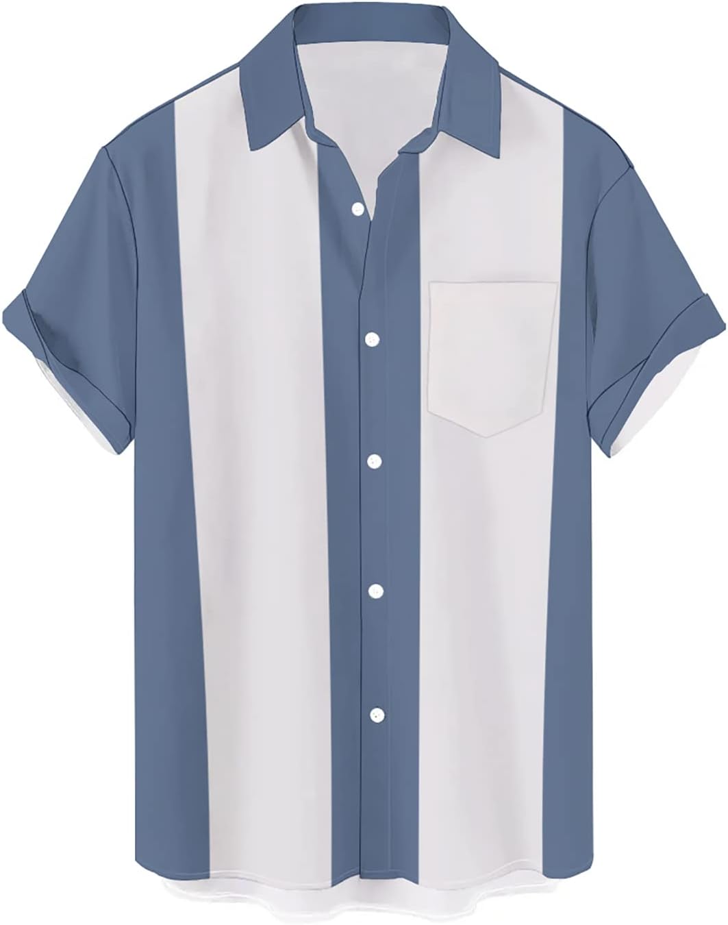 QIVICIMA Men's Retro Bowling Shirts 50s Vintage Button Down Color Block Active Shirts Flamingo Print