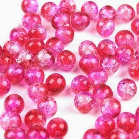 28 pcs Czech Glass Round Cracked Cracle Beads 8 mm Two Tone Pink CRA8-48020-20