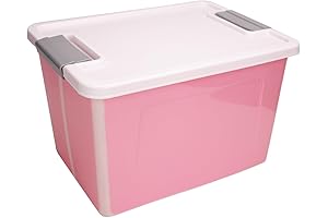 Waterproof Storage Container with Lid for Clothes and Bedding- Pink 56 Quart
