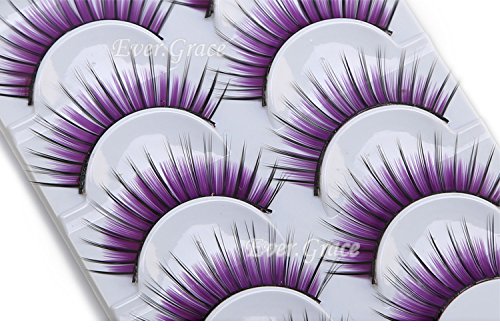Makeup 5 Pairs Fancy Purple Colorful Feather Eyelashes Party Soft False Eye Lash #TOP2