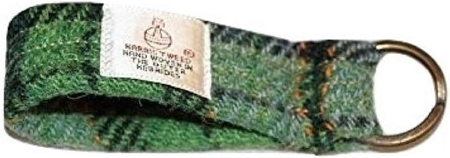 Key Ring - Hunting MacLeod Green Blue Plaid Harris Tweed, hand made in Scotland