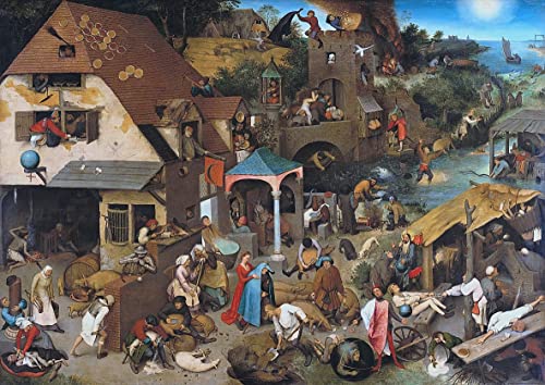 Tableau les Proverbes hollandais Pieter Bruegel déco murale 60x90cm