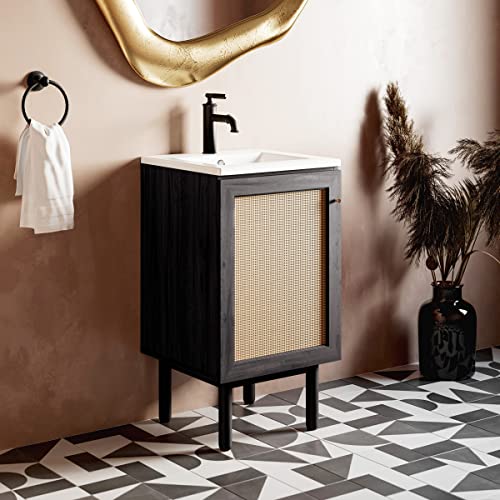 Image of Classe 18 inch Bathroom Vanity in Black Cabinet Only Bath Sink Cabinet Sink Included