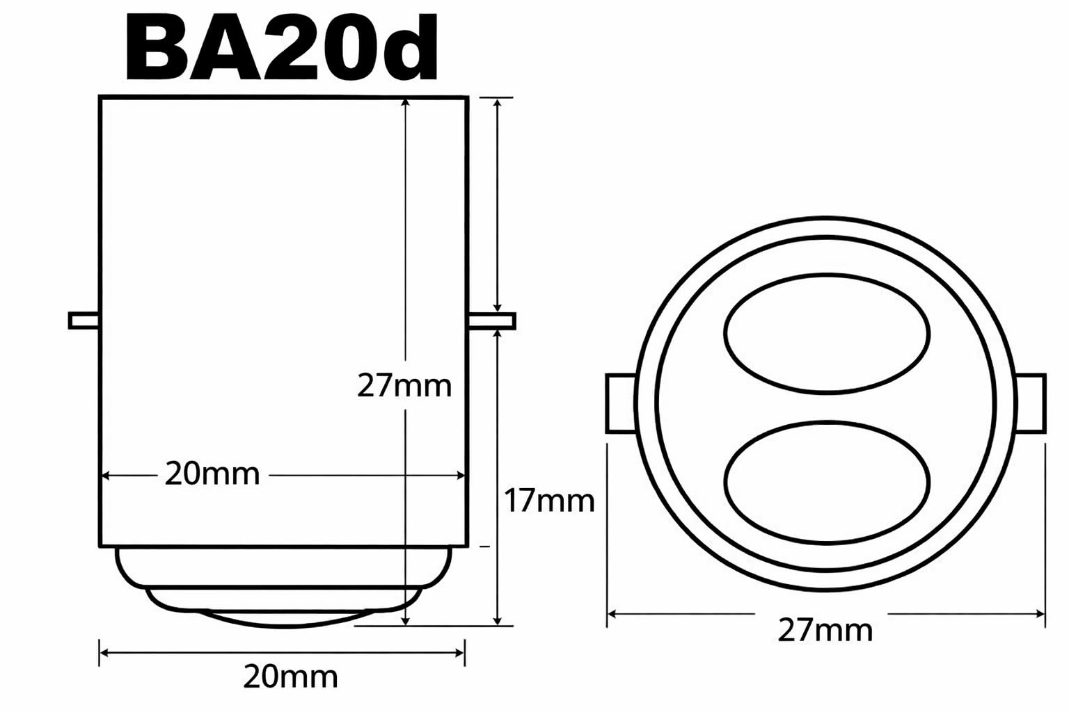 LIGHTWORLD24 BA20d S2 35/35W 12V Faro alogeno per moto, anabbagliante e abbagliante, lampadina Bilux, confezione da 2