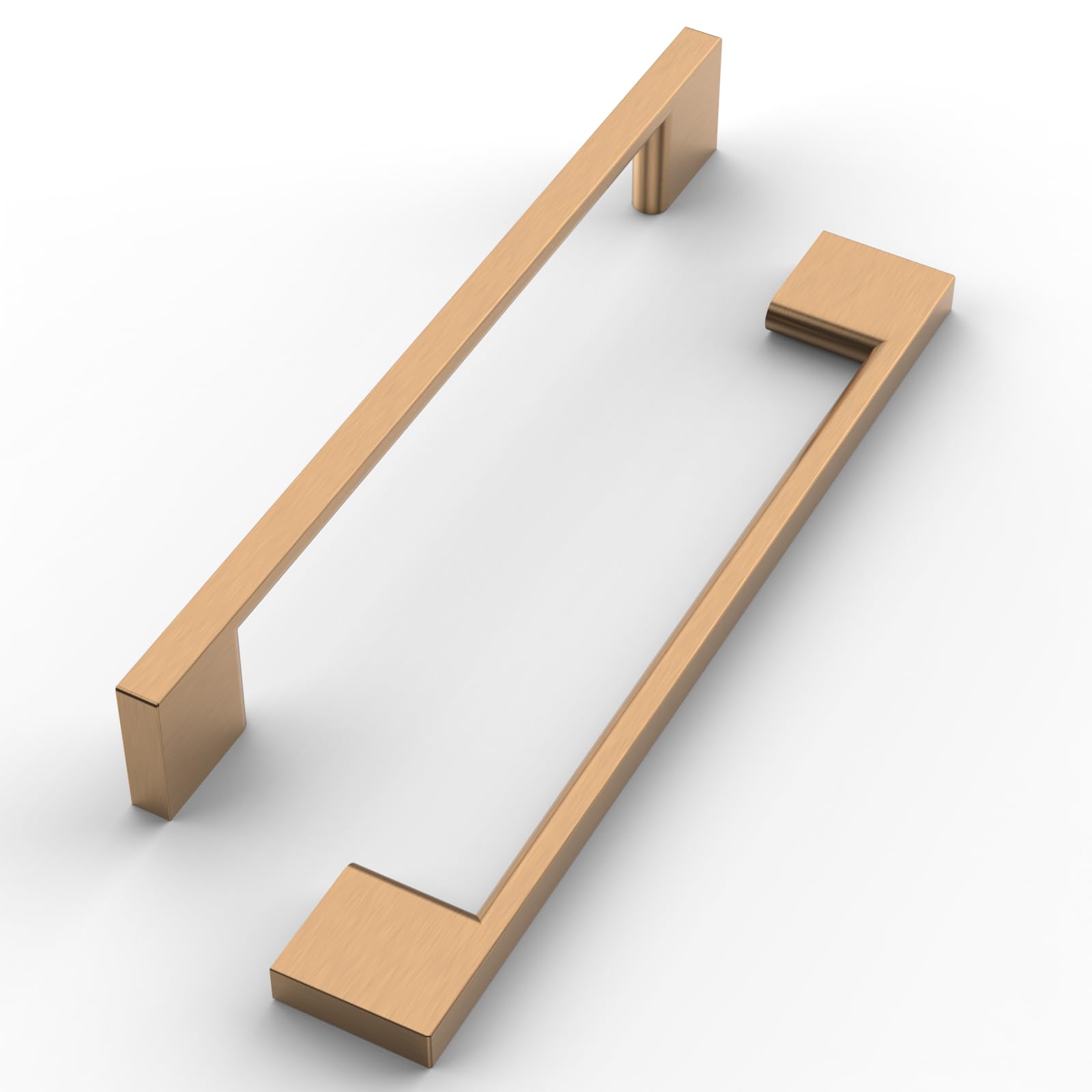 FILTA 10 Pack 6.3 Inch(160mm) Hole Centers Champagne Bronze Cabinet Pulls,Stylish Kitchen Cabinet Handles Zinc Alloy Gold Cabinet Hardware for