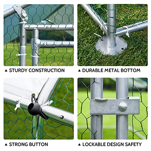Toetol Large Metal Chicken Coop Walkin Poultry Cage Hen Run House Rabbits Habitat Cage Spire Shaped Coops With Waterproof And Anti-Ultraviolet Cover For Backyard Farm (13.1’L X 9.8’W X 6.5’H) #TOP4