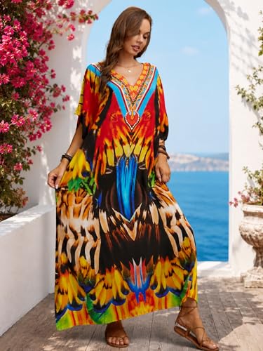 Image of Kaftan Dresses for Women Plus Size Bathing Suit Cover up Caftan Maxi Beach Dresses