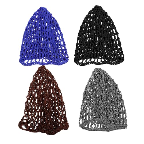 SAFIGLE 5 Gorros para Dormir de Ganchillo de Rayón Suave, Redecillas Elásticas Cabello, Colores Surtidos (,), Tamaño Ajustable, para Cabello Largo, Rizado y Uso Nocturno
