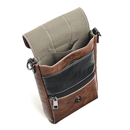 Image of Crossbody Cell Phone Bag Wallet, Leather Cell Phone Belt Clip Holder, Multifunction Messenger Holster Crossbody Purse with Shoulder Strap Waist Wallet Belt Clip Holder with Locking Carabiner Hook