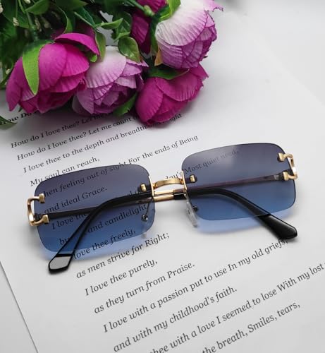 Rimless Sunglasses for Men Women 90s Frameless Rectangle Tinted Lens Sun Glasses Shades3