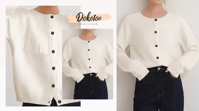 トップス THE TOE Dumbo Gather Cardigan White 89th & Madison Rib