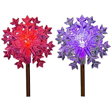 Solar Powered Snowflake Stakes, Set of 2