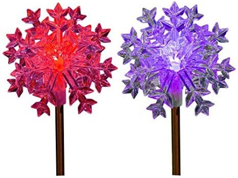 Unido Box Snowflake Solar Garden Stake Light LED Color-Changing, Set of 2