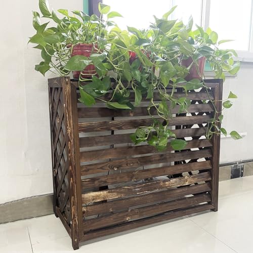 Clôture de climatiseur en bois massif pour cache-radiateur et jardin