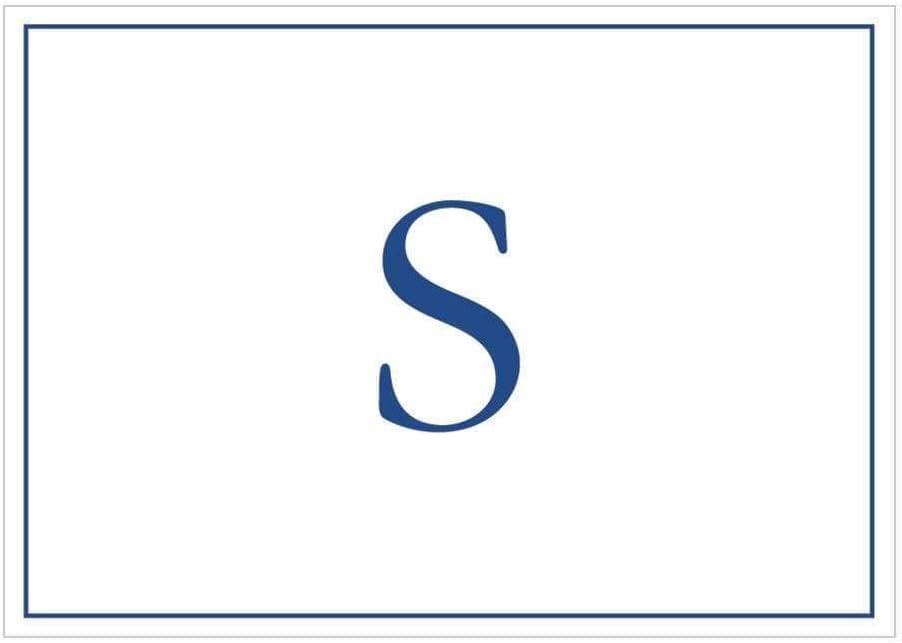 Caspari Navy Embossed Initials Boxed Note Cards in Letter S, 16 Cards & Envelopes