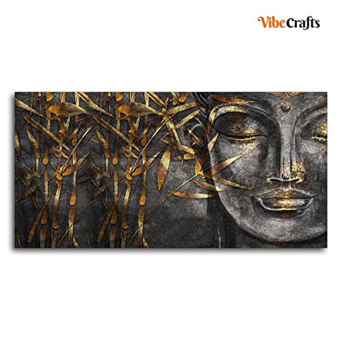 Image of VIBECRAFTS Canvas Paintings for Living Room Drawing Room Gautam Buddha Sculpture Canvas Wall Painting Fitted With Wooden Frame For Home | Office | Living Room | Gift (PTVCH 2498)