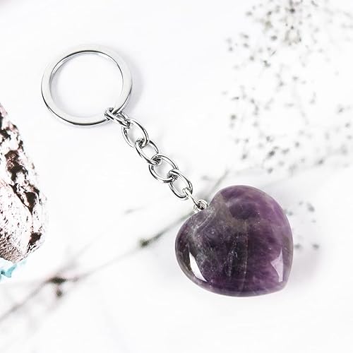 Miniatura 3 de YGLINE Llavero de piedra de cristal de amor de corazón natural