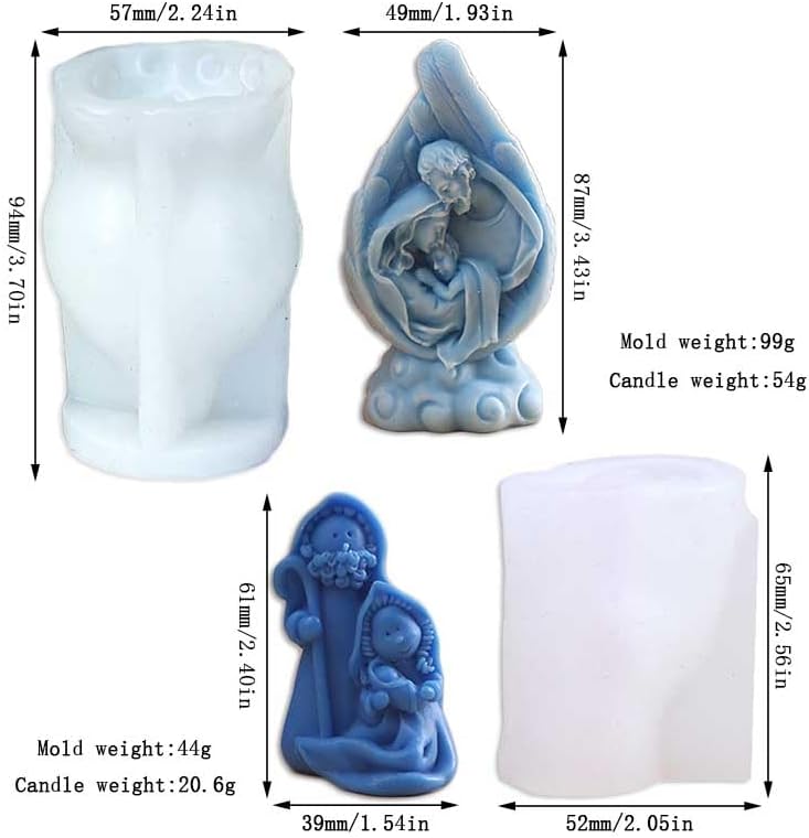 Miniatura 2 de Wing and Christmas The Jesus Family (2 piezasjuego) Moldes de silicona para hacer velas, resina, velas de aromaterapia, jabón de cera hecho a mano,