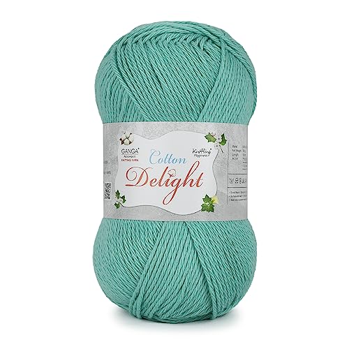 Image of Ganga Acrowools Cotton Delight, Dk Weight Cotton Yarn, Oekotex Class L Certified 100G, 169M COD020 Blue Chill