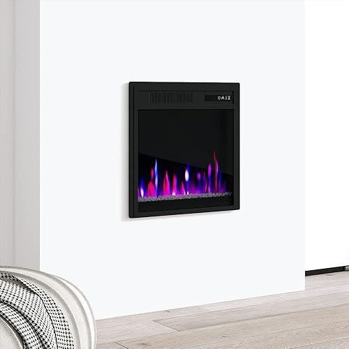 Miniatura 6 de Calentador empotrado de pared eléctrico para chimenea de 20 pulgadas, 1500 W5100 BTU (negro)
