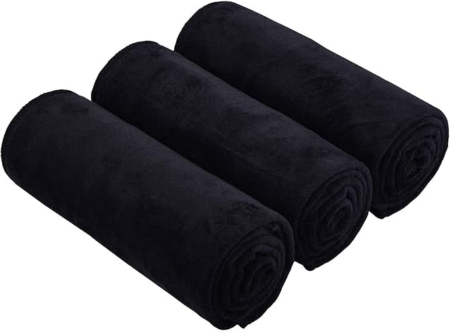 FYIEN Gym Towels Microfibre Sports Towels Fast Drying Absorbent Workout Sweat Towels for Gym Fitness Yoga Camping Travel Hiking Beach for Men and Women black 3-Pack 40cm X80cm