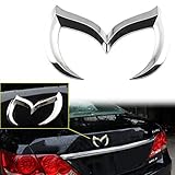 x xotic tech Rear Trunk Evil M Emblem Logo Decor Badge Decal, Compatible with Mazda 3 6 CX MX Miata (Silver)