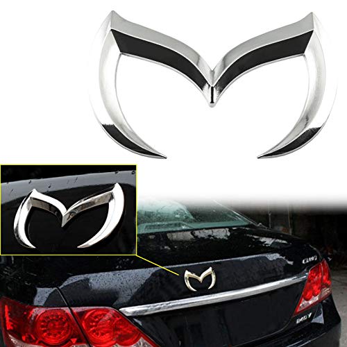 x xotic tech Rear Trunk Evil M Emblem Logo Decor Badge Decal, Compatible with Mazda 3 6 CX MX Miata (Silver)