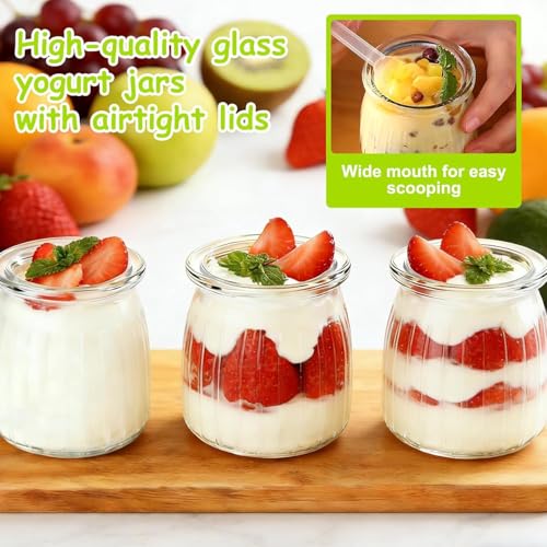TOSUTO 200ml Durchsichtige Joghurtgläser mit Deckel, 12 Stück Mehrzweck Dessertgläser Glas für Marmelade, Honig, Desserts, Müsli, Kerzen, Wiederverwendbar Marmeladengläser