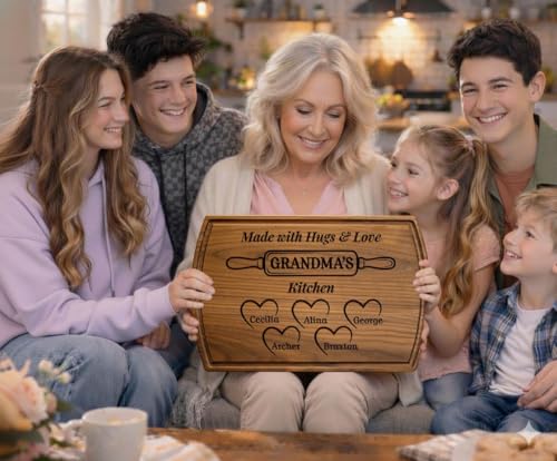 Tabla de cortar rectangular de madera personalizada para mamá o abuela miniatura 2