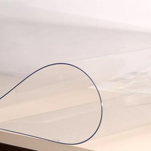 Miniatura 3 de FLAVYO Película protectora de PVC transparente para mesa, película protectora de vidrio suave de 0.079 pulgadas, tapete de mesa transparente,