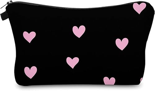 Bolsa de maquillaje de viaje linda bolsa de cosméticos pequeña bolsa de regalo para mujeres, Rosado Heart, Casual