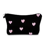 Aiphamy Cute Travel Makeup Bag Cosmetic Bag Small Pouch Gift for Women (Pink Heart)