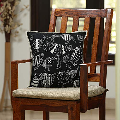 Coussin en coton noir et blanc cassé 41x41 Risecollection housse canapé salon diwan