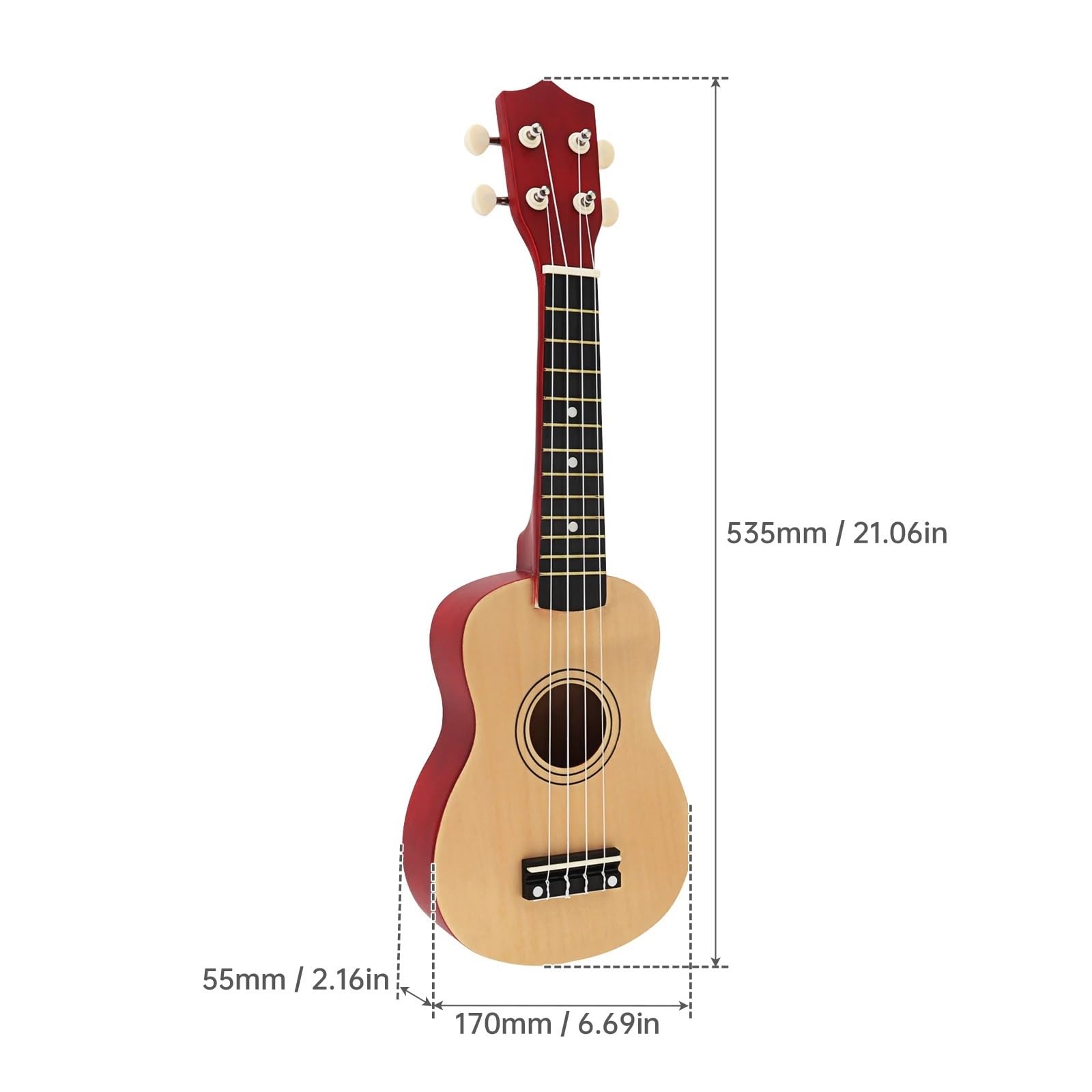 Ukulele Ukulele Soprano da 21 Pollici for Principianti Ukulele a Quattro Corde, Corde, plettro, Strumento Musicale for scuole e Principianti