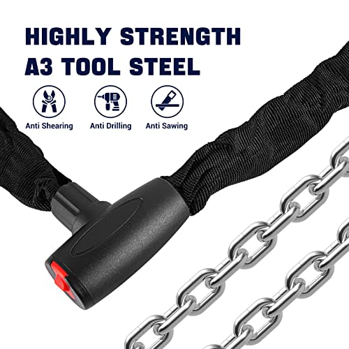 Bike Chain Locks Heavy Duty, Bicycle Anti-Theft Lock For Scooter& Motorcycle Security With 2 Keys-1.2M Long #TOP2